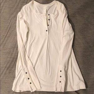 Lululemon Size 6 White Henley Top